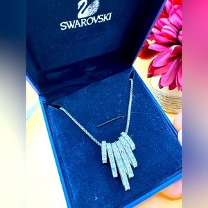 SALE Swarovski crystal hyperbola interchangeable hoop pendant silver necklace